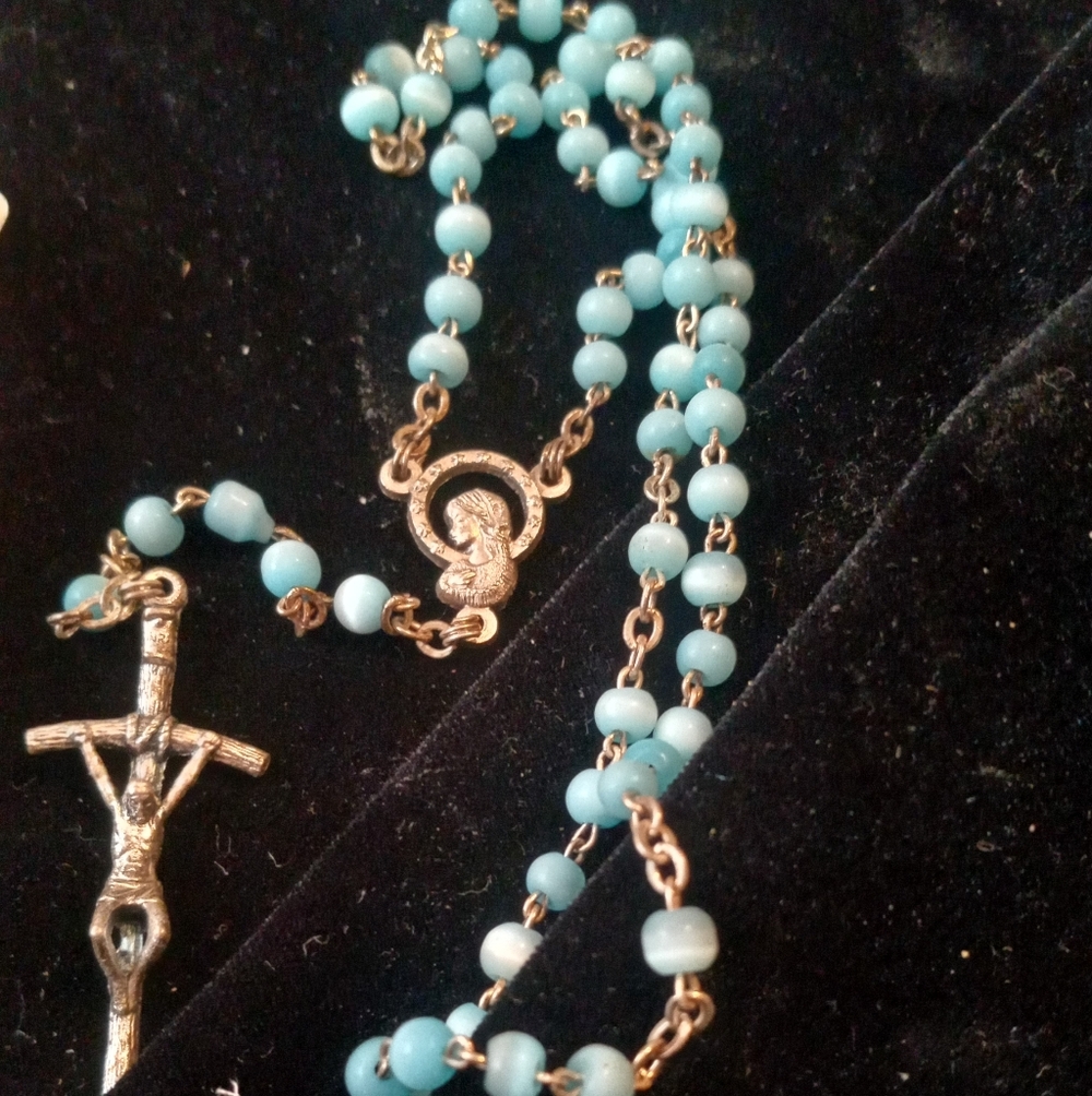 Rome Italy Vatican Silver Color Box Blue ROSARY.Photo POPE. - Picture 4 of 7